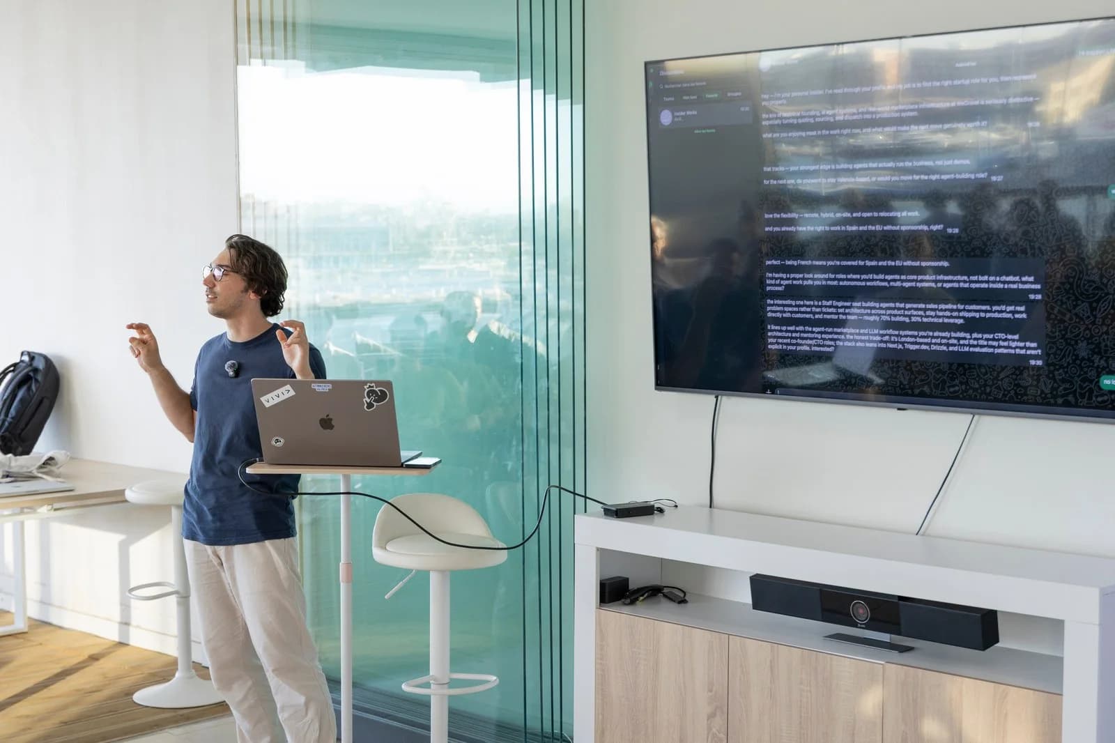 A demo with the laptop in hand at Base 2